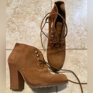 MICHAEL KORS ELLIOTT BOOTIE LUGGAGE BROWN SUEDE WOMENS SIZE 7